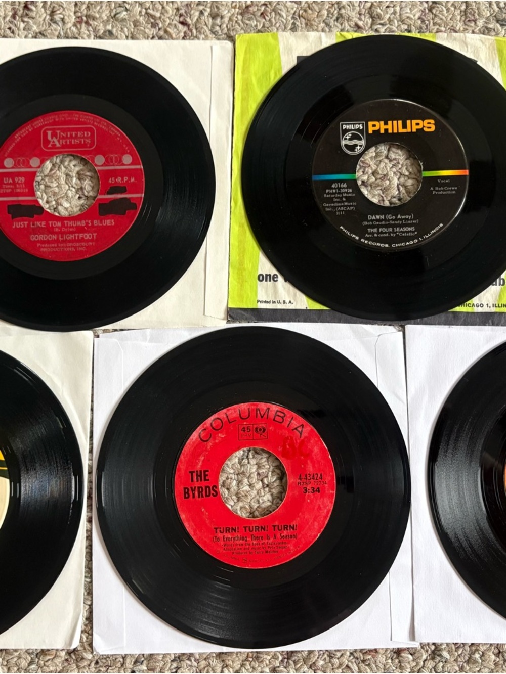 Lot Of 5 45 RPM Vinyl Classic Rock Springsteen Byrds Little Richard Lightfoot VG